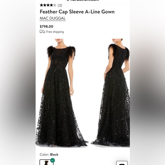 Mac Duggal Feather Cap Sleeve A-line Gown size 10 - Picture 1 of 7